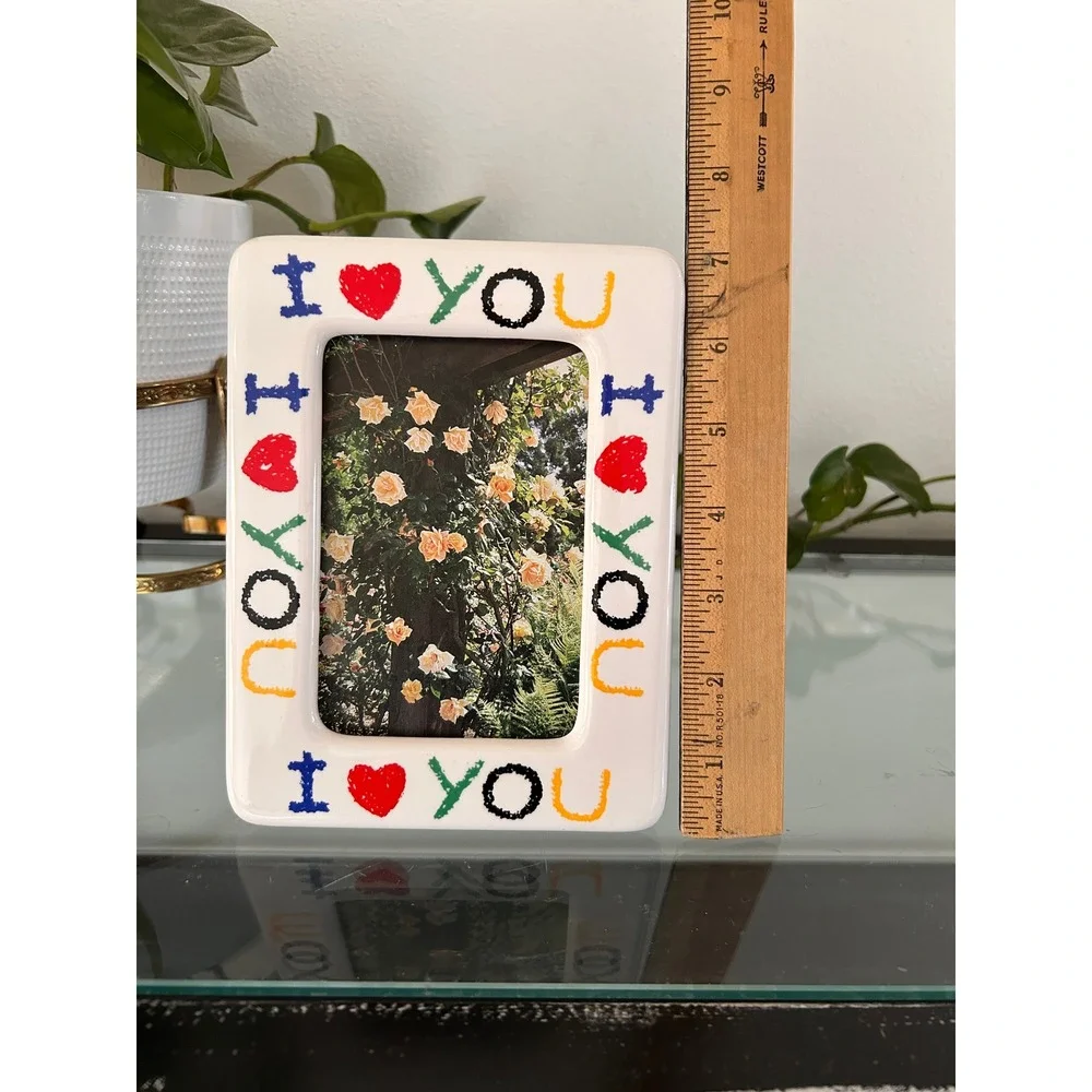 Vintage Fetco 90s Ceramic I Love You Picture Photo Frame Crayon Letters
